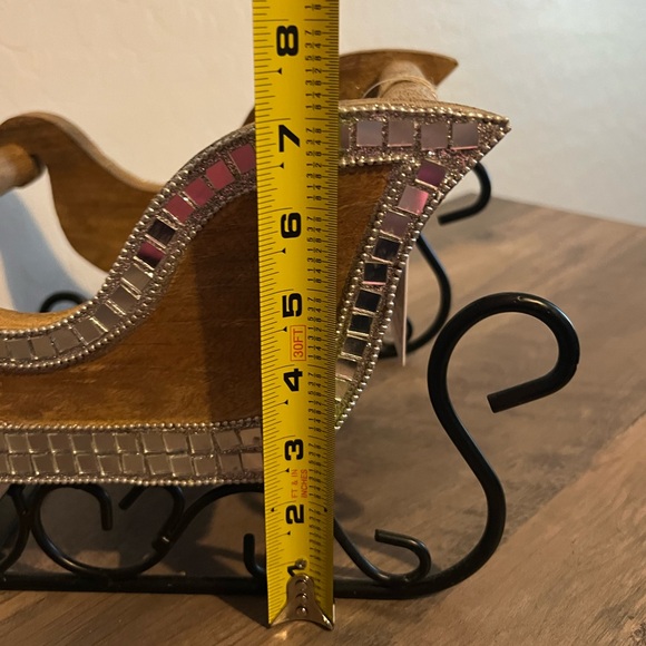 Sleigh Hill Wooden Santa Sleigh with Disco Mirror Ball Accents Christmas Decor - Picture 13 of 14